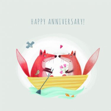 Открытка Cardsi - Foxes in the Boat (Happy Anniversary!) №2379